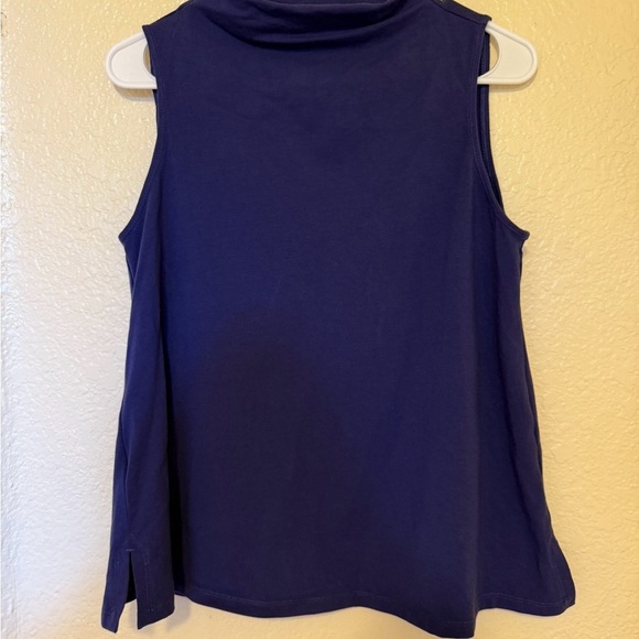 EILEEN FISHER Traceable Organic Cotton Jersey Funnel Neck Tank Top Iris Size S - Picture 3 of 9